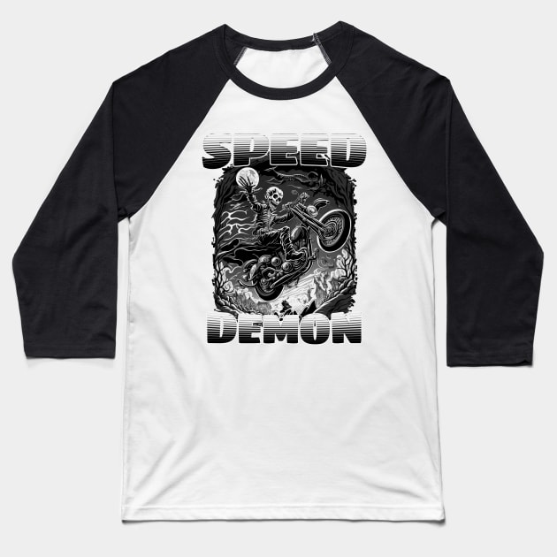 Speed Demon Motorcycle Baseball T-Shirt by pxdg